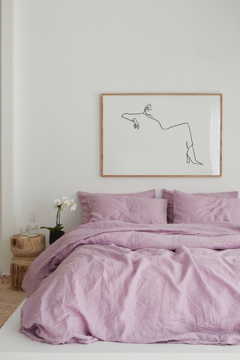 Dreamy hues of purple, Lilac French linen bedding. Aesthetic interiors. Pastel purple. 100% sustainable bedding. Dekorasi Kamar Tidur, Pastel Decor, Lounge Decor, Interior Modern, White Room, Bedroom Designs, Room Decorations, Cheap Decor, Aesthetic Bedroom