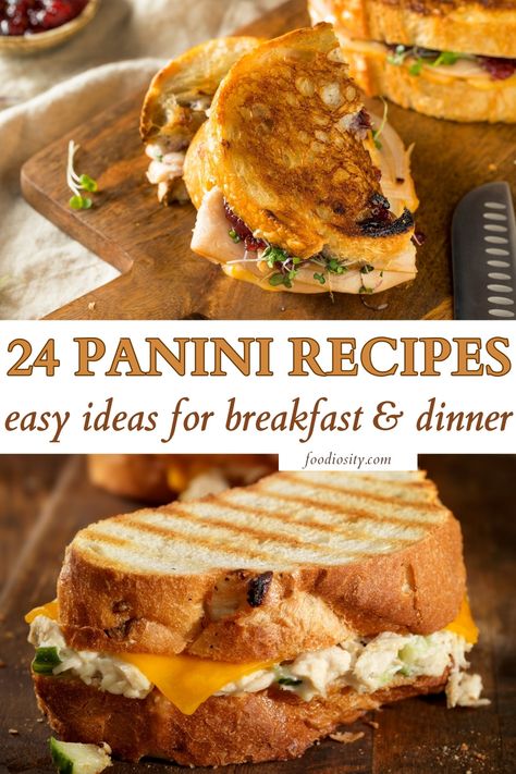 24 Panini Recipes - Best & Easiest Ideas - Foodiosity Easy Panini Recipes, Best Panini Recipes, Panini Press Recipes, Sandwich Recipes Panini, Breakfast Panini, Toasted Sandwich Recipes, Sandwhich Recipes, Best Sandwich Recipes, Panini Recipes