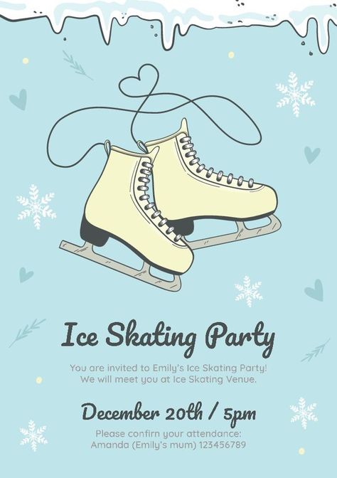 Cute Ice Skating Party Invitation Birthday Ice Skating, Ice Skating Invitation Printable Free, Ice Skating Birthday Party Invitations, Ice Skating Party Invitations, Ice Skating Invitation, Ice Skating Birthday Party, Ice Skating Party, Birthday Party Invitations Free, 11 Birthday