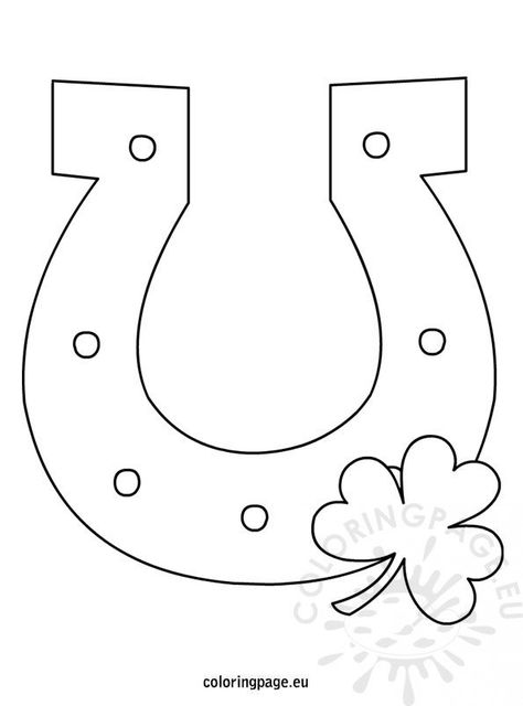 Simple Horseshoe Drawing, Horse Shoe Drawing Easy, Horseshoe Drawing, Horse Shoe Drawing, Horseshoe Pattern, Shoe Drawing, St Patrick Day Activities, Clover Tattoos, Man Crafts