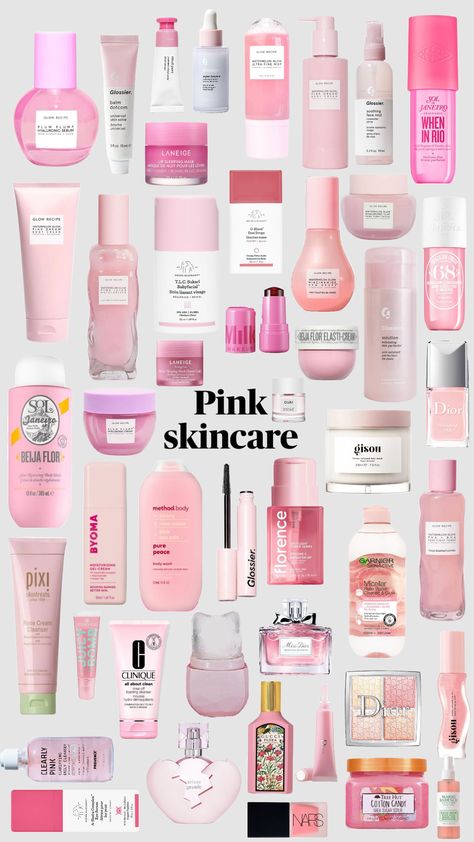 #pink #skincare #makeup #pinkskincare #popular #beauty #fyp #foryoupage #fypppp Popular Skincare/makeup, Expensive Skincare Products, Popular Skincare Products, Pink Skincare Products, Pink Skincare Aesthetic, Skincare Pictures, Easy School Makeup, Pink Skin Care, Dream Skincare