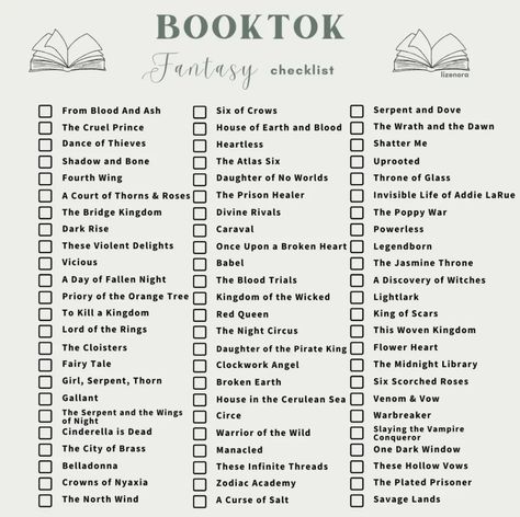 Wattpad Fantasy Recommendations, Booktok Reading Challenge, Romance Books Checklist, Book List Aesthetic, Fantasy Book Challenge, Tbr List Aesthetic, Fantasy Reading Challenge, Fantasy Book Checklist, Booktok Fantasy Checklist