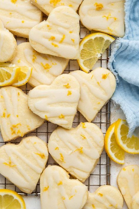 Lemon Shortbread Cookies - Dessert for Two Lemon Valentines Desserts, Lemon Curd Cookies Shortbread Crust, Lemon Finger Foods, Easy Pretty Cookies, Lemon Tart Cookies, Lemon Meltaway Cookies Recipes, Lemon Star Cookies, Lemon Cutout Cookies, English Tea Cookies