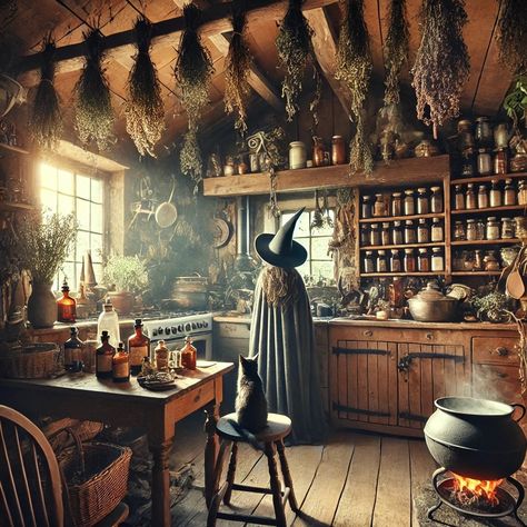 #witchcraft #kitchenwitch #magic #witches #witchaesthetic Halloween Coven Decorations, Rustic Witch Aesthetic, Moody Apothecary Aesthetic, Witches Cottage Aesthetic, Witch Aesthetic Apartment, Modern Witch House Aesthetic, Green Witch Cottage, Witch Cabinet Ideas, Practical Magic Living Room