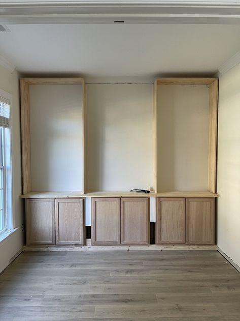 Diy Office Built Ins, Office Built Ins, Built In Shelves Living Room, Living Room Built Ins, Diy Office, Better Late Than Never, Super Busy, Built In Bookcase, Built In Cabinets