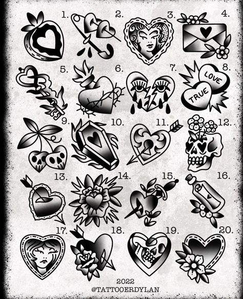 Tattoo Traditional Flash Sheet, Small Cute Traditional Tattoos, Tattoo Flash Practice, Small Trad Tattoo Flash, Small Black And White Traditional Tattoo, Tattoo Gap Filler Ideas American Traditional, Small Traditional Tattoo Fillers Black, American Traditional Safety Pin Tattoo, Small Traditional Gap Filler Tattoo