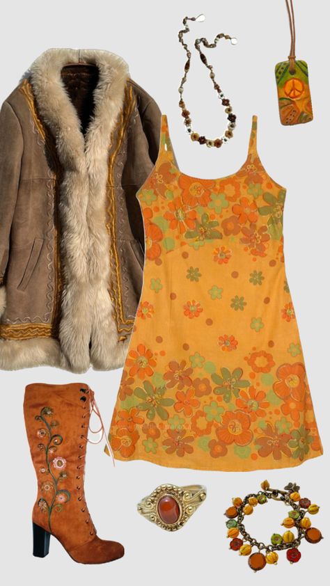 70s hippie boho outfit #outfitinspo #vintage #boho #hippie #70s 70s Belts Outfit, Janis Joplin Outfit, Hippie 70s Outfits, Motown Aesthetic, Groovy Outfits 70s, 70s Outfit Aesthetic, Vintage Artsy Outfit, Vintage Outfits 70s Dresses, 70s Hippie Hair