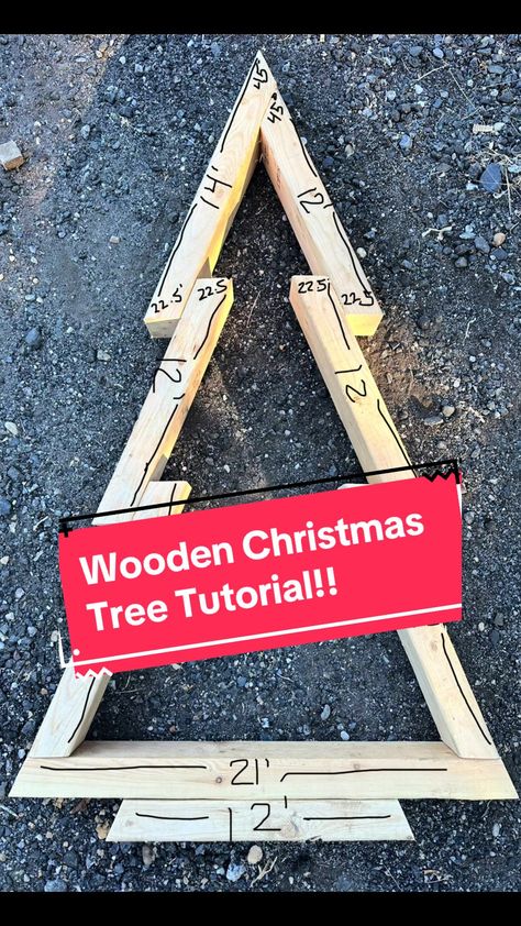 Homemade Wood Christmas Decorations, Outdoor Christmas Tree Wood, 2x6 Wood Christmas Tree, Diy Wood Tree Decor, Wooden Christmas Tree With Ornaments, Wood Tree Projects, Diy Small Wood Christmas Tree, Woodworking Christmas Tree, Wooden Porch Christmas Tree