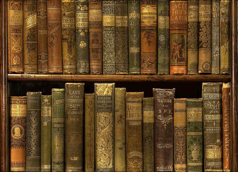 Victorian Books | The mid to late 19th century was an era of… | Flickr Victorian Era Aesthetic, 19th Century Aesthetic, Victorian Literature, Lots Of Books, Cabinet Of Curiosity, Dream Library, Victorian Books, Robinson Crusoe, Book Spine