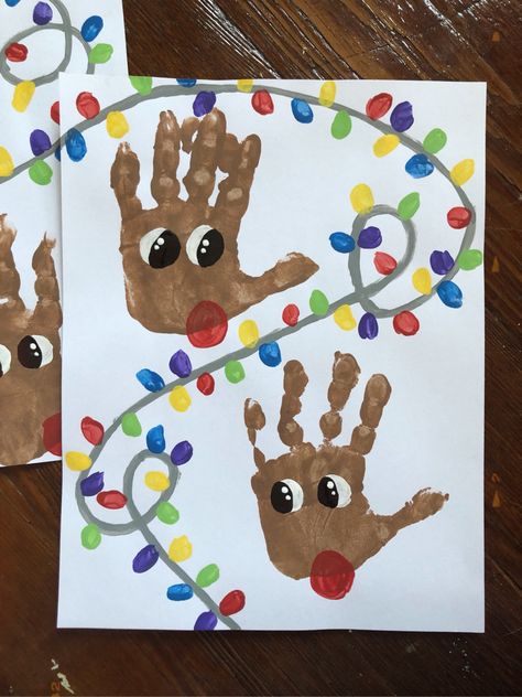 Crafts For Infants Christmas, Christmas Paint Activities For Kids, Reindeer Craft Handprint, Kids Canvas Christmas Painting, Hand Painting Christmas Kids, Rudolph Hand Print, Toddler Paint Christmas Crafts, Hand Paint Christmas Crafts, Rudolf Handprint Craft