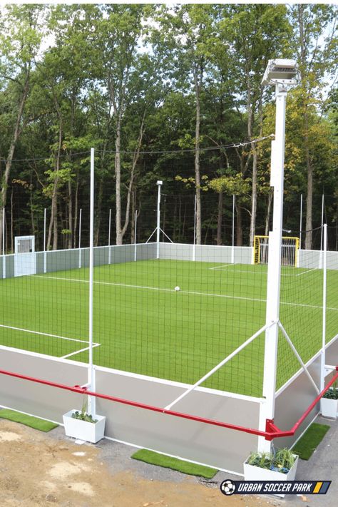 Home Soccer Field Outdoor, Soccer Backyard Ideas, Soccer Field In Backyard, Backyard Soccer Field Ideas, Mini Soccer Field Backyard, Home Soccer Field, Backyard Soccer Field, Soccer Backyard, Backyard Soccer