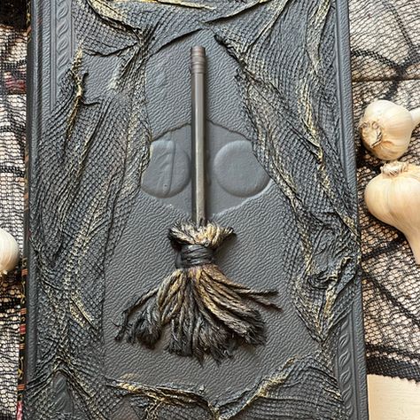 DIY Spooky Halloween Grimoire Grimoire Ideas Cover, Diy Grimoire, Old Encyclopedias, Witchy Stuff, Brown Paint, Leather Texture, Hot Glue Gun, Find Picture, Spell Book