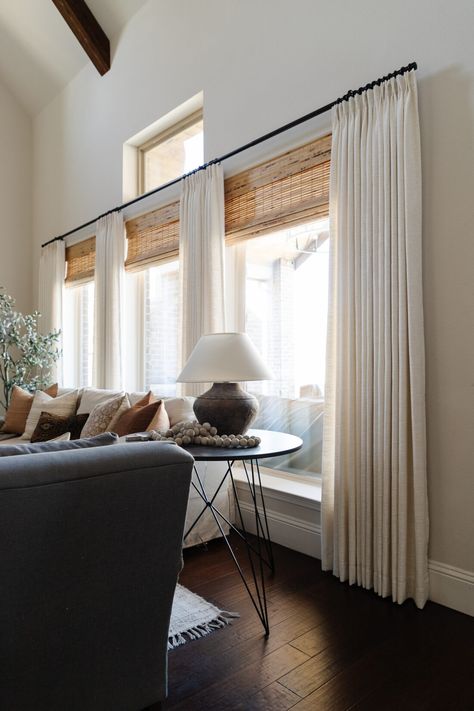 Curtains Wide Windows, Curtain Ideas For Three Windows In A Row, Curtains Long Windows, 3 Panel Window Curtains, Window Setting Ideas, Curtains Living Room Big Window, Curtains For Extra Wide Windows, Curtains For Windows Close Together, Curtains Living Room Three Windows