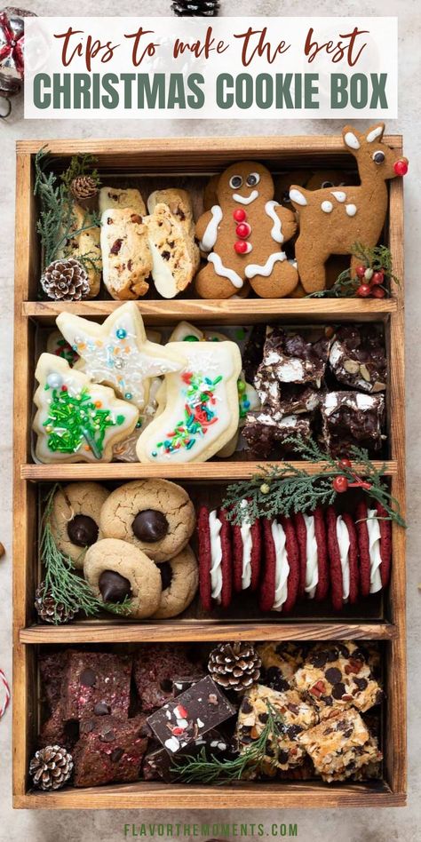 How To Make Christmas Cookie Boxes, Cookie Platter Gift Ideas, Holiday Cookie Basket Ideas, Homemade Cookie Boxes Gift Ideas, Christmas Desserts For Gifting, Christmas Cookie Gifts Packaging Ideas, Christmas Cookie Trays Presentation, How To Give Cookies As A Gift, Christmas Cookie Assortment Gift Ideas