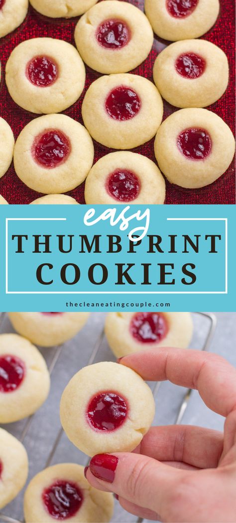 Best Thumbprint Cookies, Thumbprint Cookies Easy, Raspberry Thumbprint, Raspberry Thumbprint Cookies, Jam Thumbprint Cookies, Jelly Cookies, Thumbprint Cookies Recipe, Jam Cookies, Cookie Spread