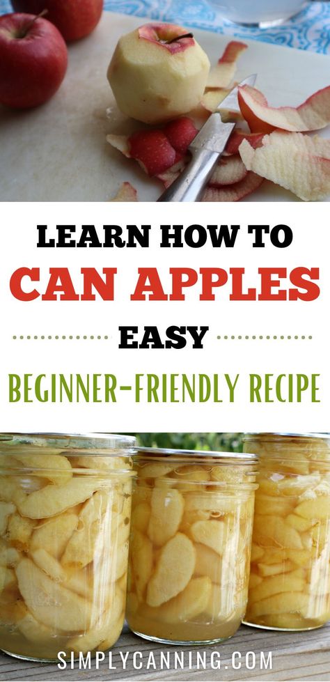 Canning Apples:  Learn how to can apples with easy beginner friendly canning recipe. Customize sugar levels with tips from #SimplyCanning. 🍎🍏 #CanningApples #Apples https://www.simplycanning.com/canning-apples/ Apples Canning, Apple Recipes For Canning, Can Apples, Preserving Apples, Canning Apple Pie Filling, Canning Applesauce, Canning Apples, Easy Canning, Pressure Canning Recipes