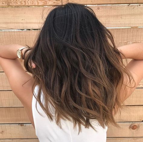 Pinterest: Bella_DeLeon Subtle Balayage For Brown Hair, Hair Color Ideas For Brunettes Lowlights, Highlights At Bottom Of Hair, Bottom Colored Hair, Subtle Balayage Brunette Long Hair, Bottom Hair Color, Bottom Of Hair Dyed, Natural Bayalage Brunette, Bottom Hair Dyed