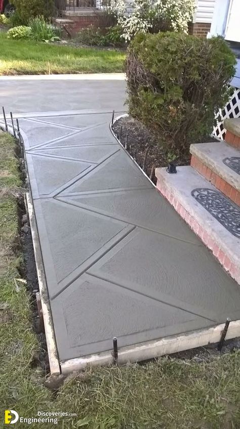 Do-It-Yourself Concrete Paths On A personal Plot - Engineering Discoveries Design Per Patio, Concrete Path, Cement Patio, Concrete Patio Designs, Concrete Patios, Concrete Walkway, Pathway Landscaping, Side Yards, Gravel Garden