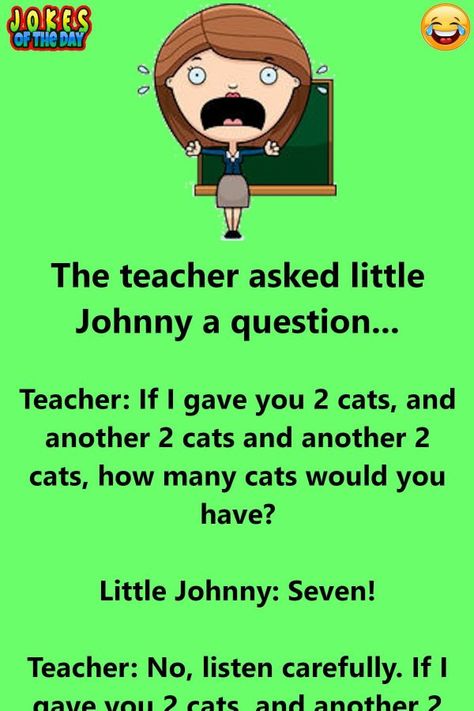 A teacher asks her class a math question and one of her students gives her the wrong answer. The reason for his answer is priceless... - funny short story Funny Quiz Questions, Short Funny Stories, Funny Stories For Kids, Funniest Short Jokes, Student Jokes, Teacher Quotes Funny, Funny English Jokes, Clean Funny, Funny Test