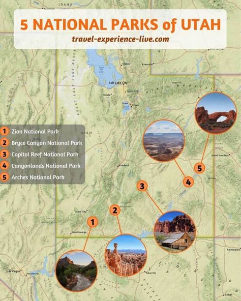 "Mighty 5" Utah National Parks Road Trip Itinerary - The National Parks Experience National Parks Road Trip, Utah Summer, Utah National Parks Road Trip, Utah Camping, Utah Vacation, Road Trip Map, Utah Road Trip, Zion National Park Utah, Capitol Reef