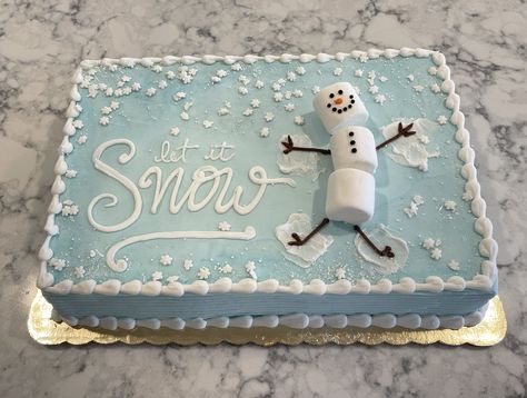 Winter Birthday Cake Ideas For Women, Snowman Sheet Cake, Snowman Cake Design, Cake Decorating For Christmas, Winter Decorated Cakes, Christmas Cake Rectangle, Pretty Winter Cakes, Winter Theme Cake Ideas, Christmas Cake For Kids