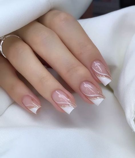 Nails White Square, Clear Nails Design, Wedding Square Nails, White Formal Nails, White Prom Nails, Bride Nails, Fancy Nails Designs, Ombre Acrylic Nails, Simple Gel Nails