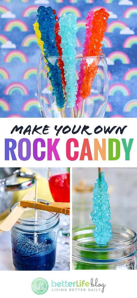 Nerds Candy Recipe, Homemade Rock Candy, Rock Candy Recipe, Make Rock Candy, How To Make Rocks, Rock Candy Sticks, Billy Kid, Brittle Recipes, Candy Crystals