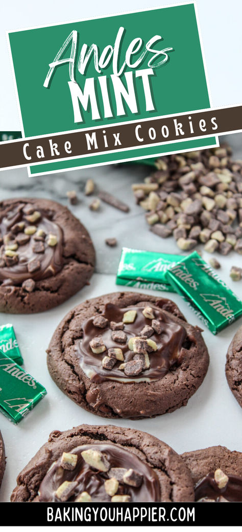 Andes Mint Cake Mix Cookies, this is an easy to make chocolatey minty cookie! They make a delicious gift for the holidays! Cake Mix Andes Mint Cookies, Mint Chocolate Crinkle Cookies, Christmas Cookies Andes Mint, Chocolate Cake Mix Andes Mint Cookies, Andes Mint Cookies Devils Food, Chocolate Cookie With Andes Mint, Andes Mint Cake Mix Cookies, Cookies With Andes Mint Chips, Andes Chocolate Cookies