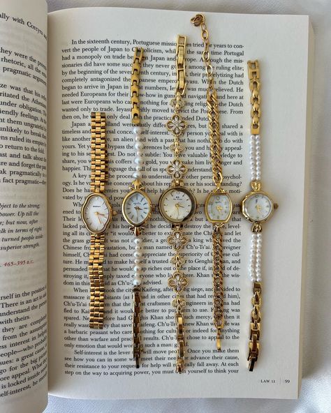 A different watch for each day 🎀 #vintage #vintagewatches #vintageinspired #dainty #goldwatch How To Make A Watch, Vintage Watches Women Gold, Vintage Watches Women Aesthetic, Vintage Dainty Watch, Vintage Gold Bracelets, Vintage Gold Watch Women’s, Vintage Women Watch, Dainty Watches For Women, Cute Watches For Women