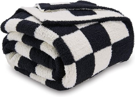 Throw Blanket Boys Room, Boys Black And White Bedroom, Baby Chino, Black And White Room Decor, Checkered Throw Blanket, Checkered Blanket, Blanket Design, Fluffy Texture, Boho Throws