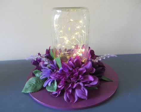 Modern Farmhouse Purple Rose and Lavender Floral Arrangement - Etsy Light Centerpieces Wedding, Purple And Green Centerpieces, Purple Centerpieces Quinceanera, Purple Centerpieces Birthday, Purple Table Centerpieces, Purple Butterfly Centerpieces, Purple And Gold Centerpieces, Butterfly Table Centerpieces, Centerpieces Prom