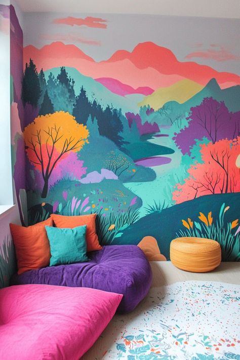 Add Personality with DIY Wall Mural Projects 🎨✨ Transform your walls with creative DIY murals. From abstract designs to nature-inspired scenes, add a unique touch to any room with your artistic flair. 🌿🛠️ #DIYWallMurals #HomeDecor #CreativeProjects #InteriorArt Diy Murals, Diy Wall Mural, Wall Murals Painted Diy, Wall Painting Ideas Creative, Mural Art Design, Wall Murals Diy, Diy Mural, Creative Wall Painting, Kids Room Murals