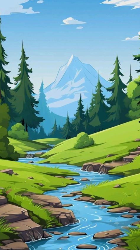 Animated Photos, Iphone Wallpaper Landscape, Woodland Art, Island Art, Illustration Wall Art, Graphic Design Lessons, Simple Acrylic Paintings, Beautiful Landscape Wallpaper, Landscape Drawings