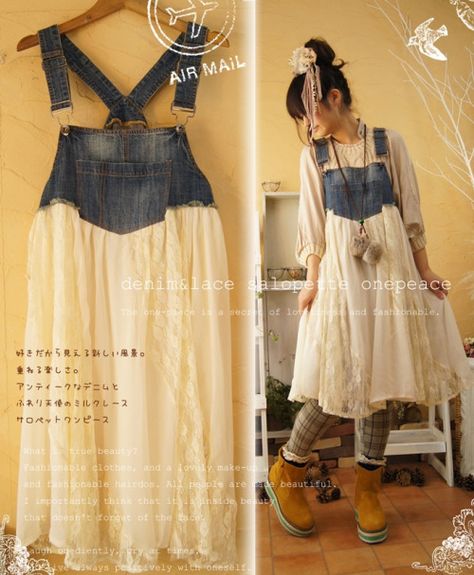 foxwix:  “(via upscaled overalls | Style: Country Style, Mori Girl, & Natural Kei | …)  ” Diy Sy, Overalls Fashion, Diy Vetement, Repurposed Clothing, Altered Couture, Denim Crafts, Upcycled Fashion, Upcycled Denim, Diy Blouse