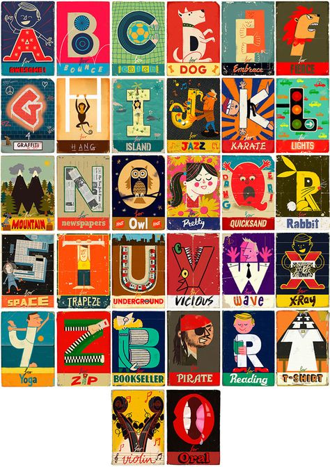 Illustrated Letters Alphabet, Paul Thurlby, Typography Logo Fonts, Illustrated Alphabet, Alphabet Templates, Mid Century Illustration, Digital Art Photography, 타이포그래피 포스터 디자인, Typography Love