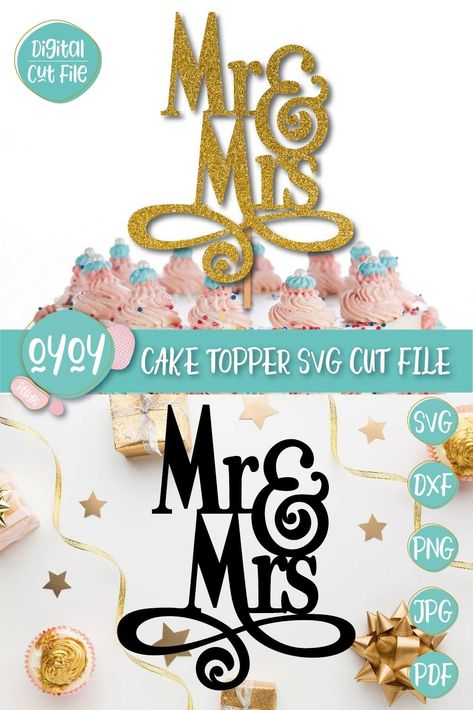 Wedding Cake Toppers Bride And Groom Printable, Wedding Cake Chic, Mr And Mrs Svg, Diy Seasonal Decor, Mr Mrs Cake Toppers, Gold Cake Topper Wedding, Cake Topper Svg, Best Bride, Groom Cake