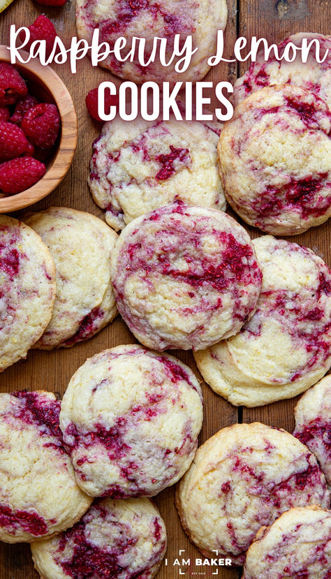 Easy But Yummy Desserts, Raspberry Jam Desserts, Mini Cookies Recipe Bite Size, Easy Baby Shower Desserts, Raspberry Lemon Cookies, Farm Treats, Raspberry Jam Cookies, Brunch Cookies, Lemon Raspberry Cookies