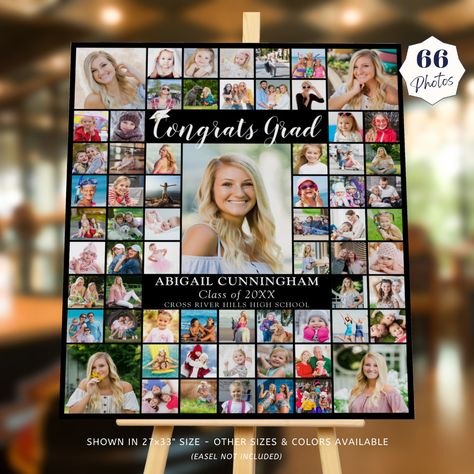 Congrats Grad 66 Photo Collage Custom Color Foam Board #Invitation #card #template #design #pinterestquotes #pinterestideas #pinterestmom #pinterestwedding #aesthetic #love #art #pinterestsuccess Grad Poster Board Ideas, Photo Poster Board, Graduation Poster Boards, Graduation Party Picture Display, Graduation Photo Displays, Graduation Party Pictures, Graduation Boards, Graduation Party Gifts, Senior Graduation Party