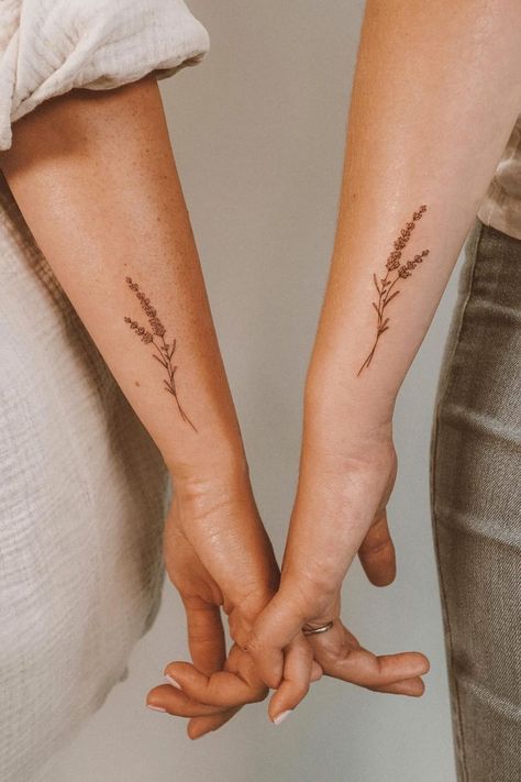 Kinda Matching Tattoos, Friendship Tree Tattoo, Distant Friends Tattoo, Sunflower Tattoo Friendship, Best Friend Vine Tattoo, Plant Tattoo Matching, Floral Friendship Tattoos, Floral Friend Tattoos, Rustic Best Friend Tattoos