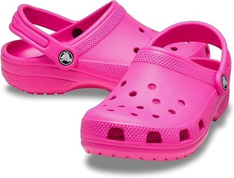 Amazon.com: Crocs Kids' Classic Clog , White/White, 9 Toddler : Clothing, Shoes & Jewelry Hot Pink Crocs Outfit, Pink Crocs Outfit, Hot Pink Crocs, Crocs Outfit, Pink Crocs, Crocs Classic Clogs, Baby Boy Shoes, Unisex Shoes, Gym Shoes