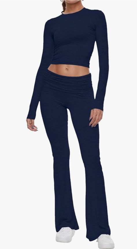 Fabric: Made of soft and elastic, high-quality modal to ensure durability and comfort. It’s easy to care for, allowing you to enjoy its comfort for many occasions to come.
Design: Round neck, cropped length, bodycon, low rise, and slight flare. The Long-Sleeve Crop Top and Low Rise Flare Pants are designed to accentuate your curves while providing ultimate comfort. Outfits Pajamas, Flare Pants Set, Long Sleeve Cropped Top, Crop Top Casual, Style Upgrade, High Waist Bottoms, Loungewear Set, Pajama Set Women, Lounge Set