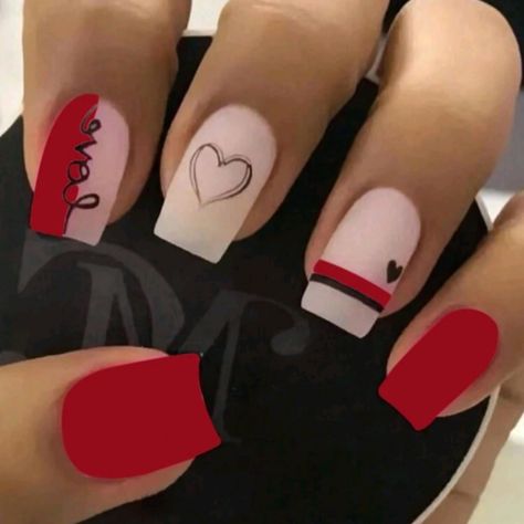 New 24pcs Press On Nails Red (Matte Look) Includes Double Sided Tape And Nail File Smoke & Pet Free Clean Home Long Press On Nails, Duck Nails, Cheap Nail, Color Nails, Girls Nails, Manicure Y Pedicure, Heart Nails, Foot Care, Manicure E Pedicure