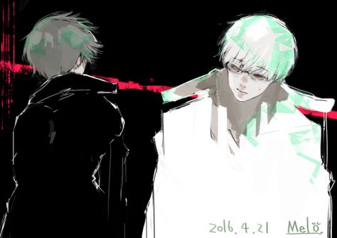 Kaneki and Arima | White reaper vs black reaper | Tokyo Ghoul Re  Follow me on Facebook @ Facebook.com/Kentipede   Source: http://melo-9ba.tumblr.com/ Tokyo Ghoul Fan Art, Tokyo Ghoul Manga, Tokyo Ghoul Kaneki, Tokyo Ghoul Anime, Kaneki Ken, Anime Merchandise, Anime Costumes, Tokyo Ghoul, My Name Is