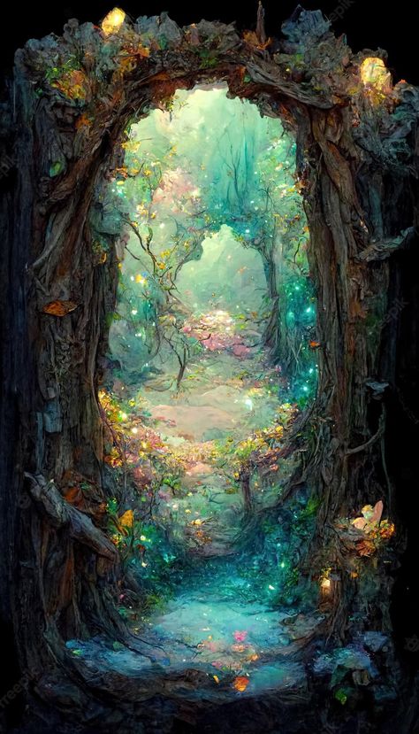 Magic Portal, Parallel World, Fairy Tale Forest, Fairy Paintings, Fairy Wallpaper, Fantasy Magic, Mystical Forest, Fantasy Forest, Fairytale Fantasy