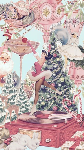 Couqutte Christmas, Christmas Screen Wallpaper, Classy Christmas Wallpaper, Vintage Pink Christmas Wallpaper, Victorian Christmas Wallpaper, Pink Vintage Christmas Aesthetic, Christmas Y2k Wallpaper, Vintage Pink Christmas Decor, Cartoon Christmas Aesthetic