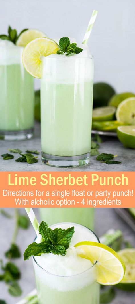 Green Sherbert Punch Recipe, Spiked Sherbet Punch, Punch For Bridal Shower Recipes, Sherbet Float, Punch With Sherbet, Lime Sherbert Punch, Green Punch Recipes, Lime Sherbet Punch, Bridal Shower Punch