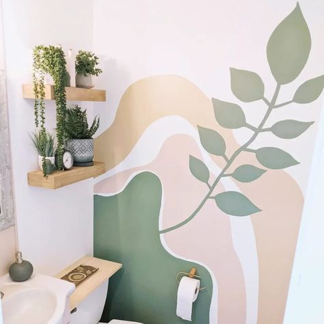 Paneling Wallpaper, Bathroom Wall Ideas, Wall Painting Ideas Creative, Bathroom Wall Mural, Bathroom Wall Colors, Bathroom Mural, Wall Painting Ideas, Wall Murals Diy, Diy Mural