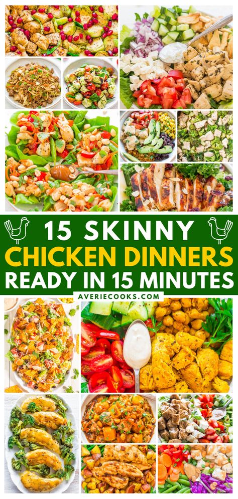 15 Skinny Chicken Dinners Ready in 15 Minutes, healthy dinner recipes Low Calorie Chicken Dinner, Low Fat Chicken Recipes, Low Fat Dinner Recipes, Low Calorie Recipes Dinner, Low Fat Chicken, Low Calorie Chicken, Low Fat Dinner, Low Carb Low Fat Recipes, Low Cholesterol Recipes