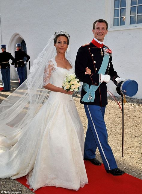 Prince Joachim of Denmark and Princess Marie of Denmark, Countess of Monpezat, pictured after they got married at the Mogeltonder church on May 24, 2008 in Mogeltonder, Denmark Marie Of Denmark, Royal Wedding Gowns, Real Life Princesses, Princess Marie Of Denmark, The Princess Bride, Danish Royalty, Princess Victoria Of Sweden, Fairy Tale Wedding Dress, Royal Wedding Dress