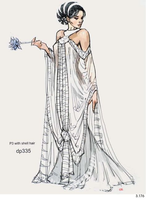 The Beauty Of Star Wars, Beauty Of Star Wars, Dermot Power, Star Wars Attack Of The Clones, Star Wars Dress, Costume Design Sketch, Flowing Gown, Star Wars Fashion, Attack Of The Clones